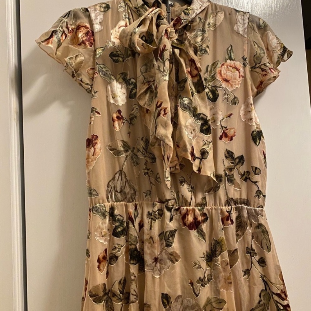 Alice + Olivia velvet floral print dress with bow